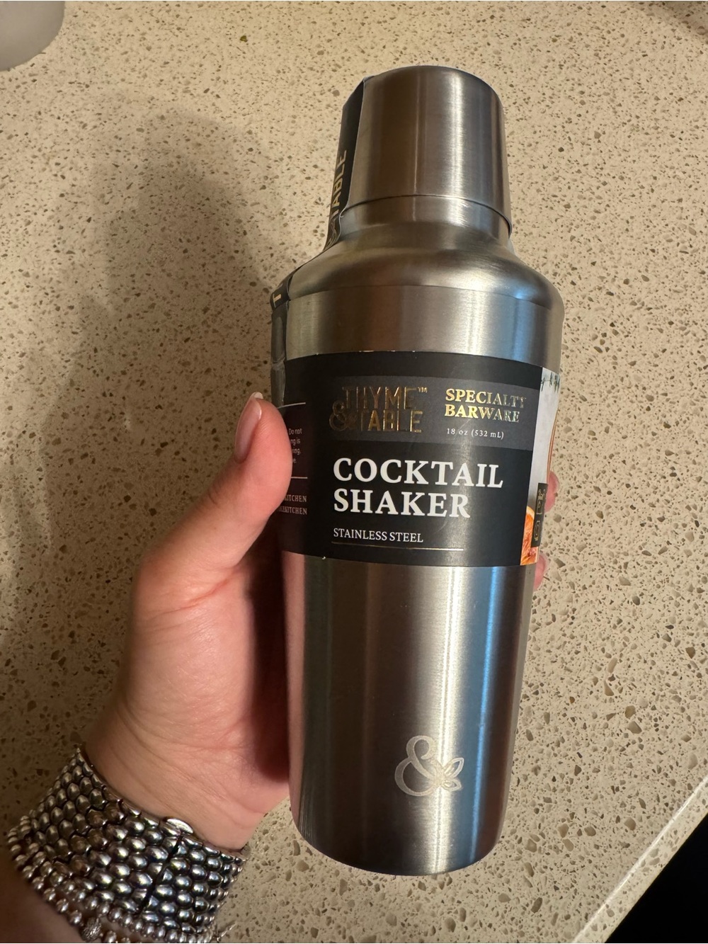 NEW Thyme & Table Stainless Steel Cocktail Shaker – 18 oz